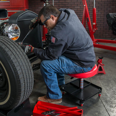 Torin Big Red Pneumatic Adjustable Garage Mechanic Padded Stool (Open Box)