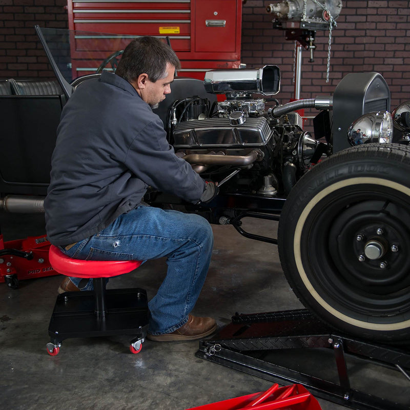 Torin Big Red Rolling Pneumatic Adjustable Garage Mechanic Padded Stool (Used)