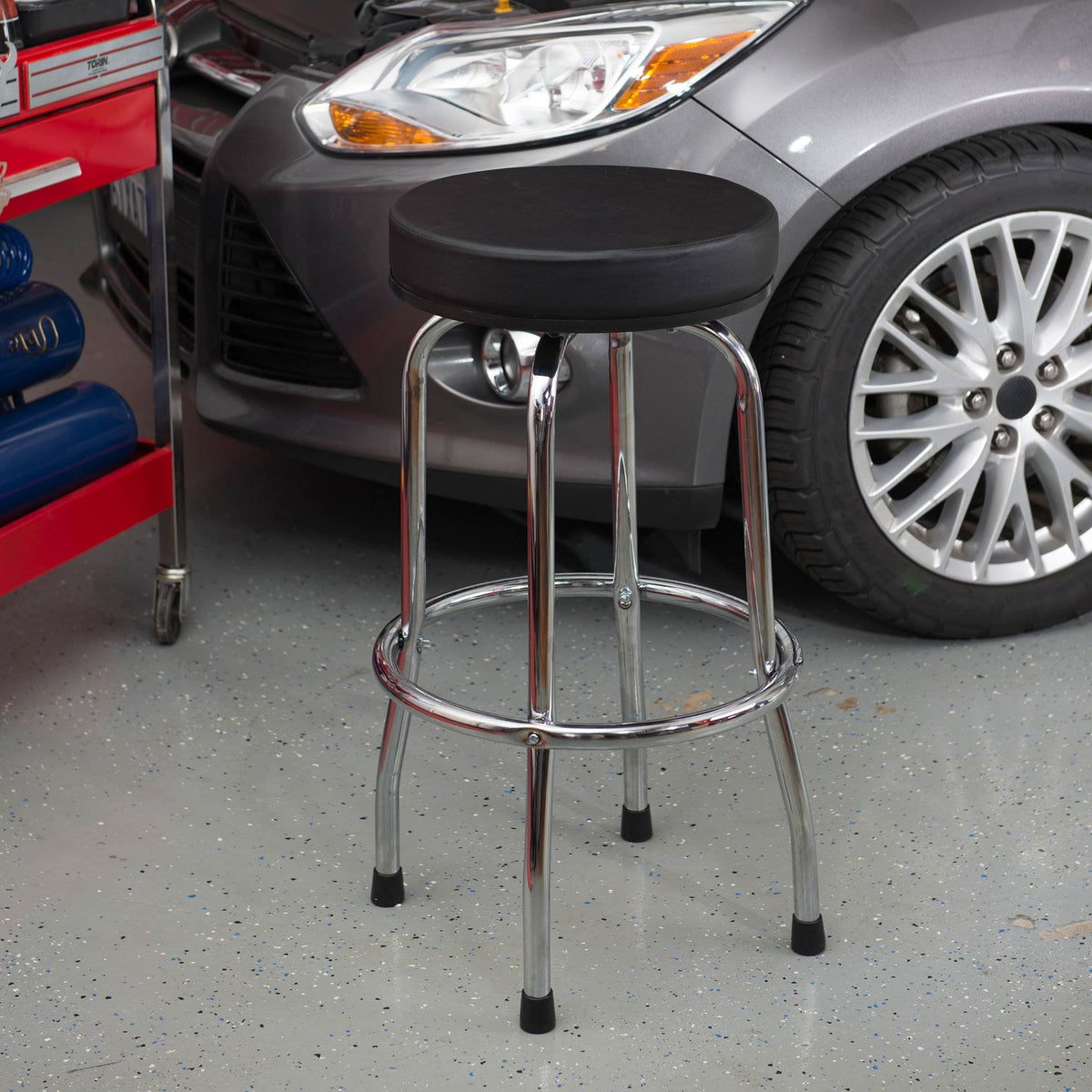 Torin Big Red  Swivel Garage Shop Padded Bar Stool Cushion Seat, Black (Damaged)