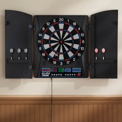 Fat Cat Electronx 13.5 Inch Electronic Soft Tip Classic Dartboard Game Cabinet