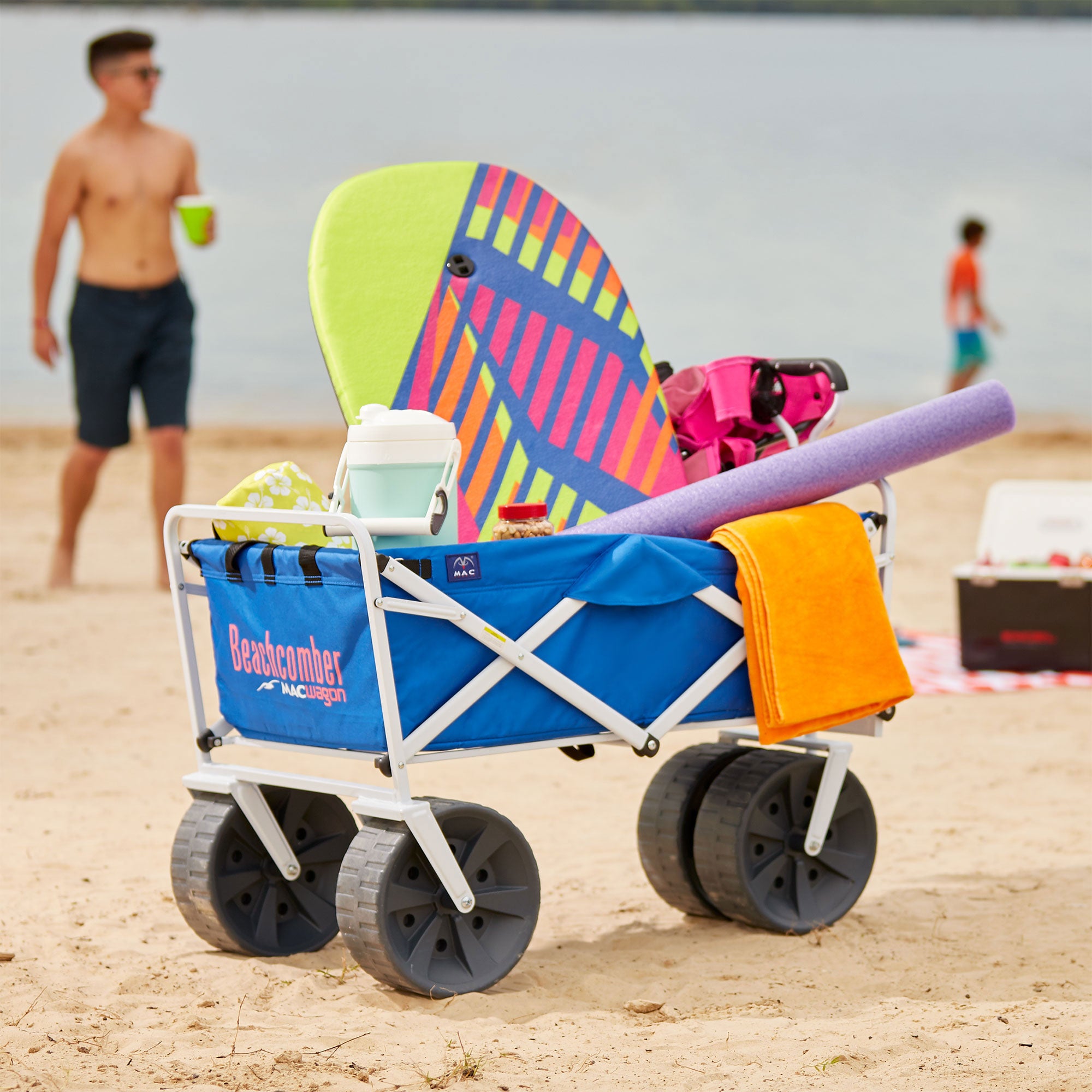 Mac Sports Outdoor Collapsible Beach Utility Cart, Blue, and Camping Chair, Blue