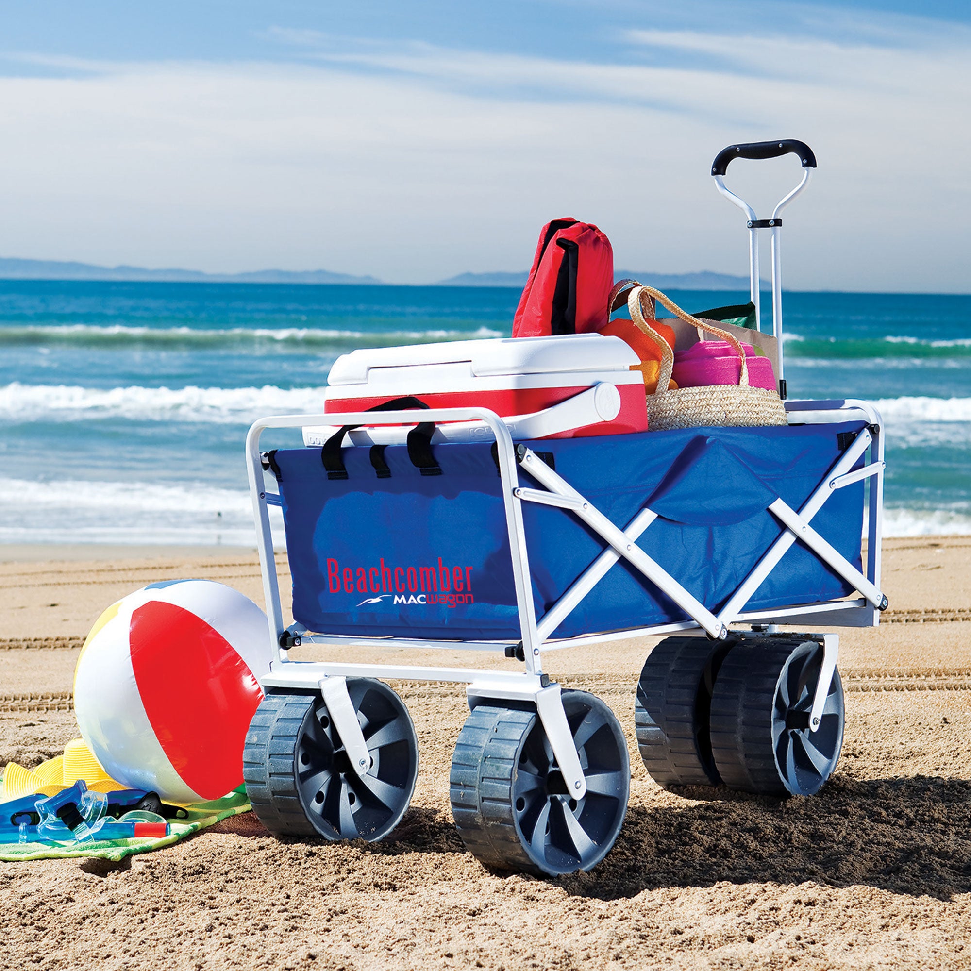 Mac Sports Collapsible Folding All Terrain Outdoor Beach Utility Wagon Cart (Refurbished)