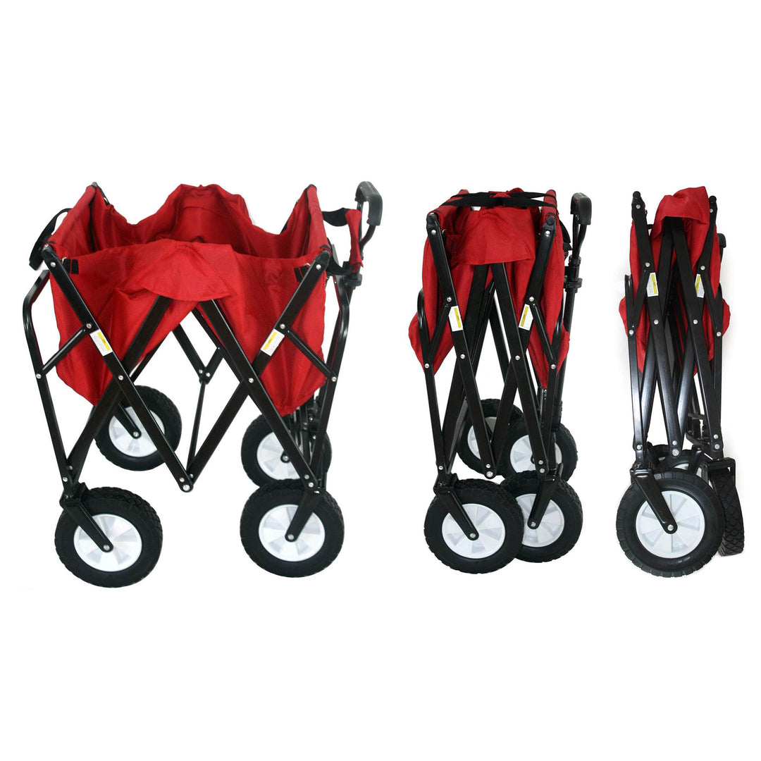 Mac Sports Collapsible Folding Outdoor Utility Garden Camping Wagon Cart, Red