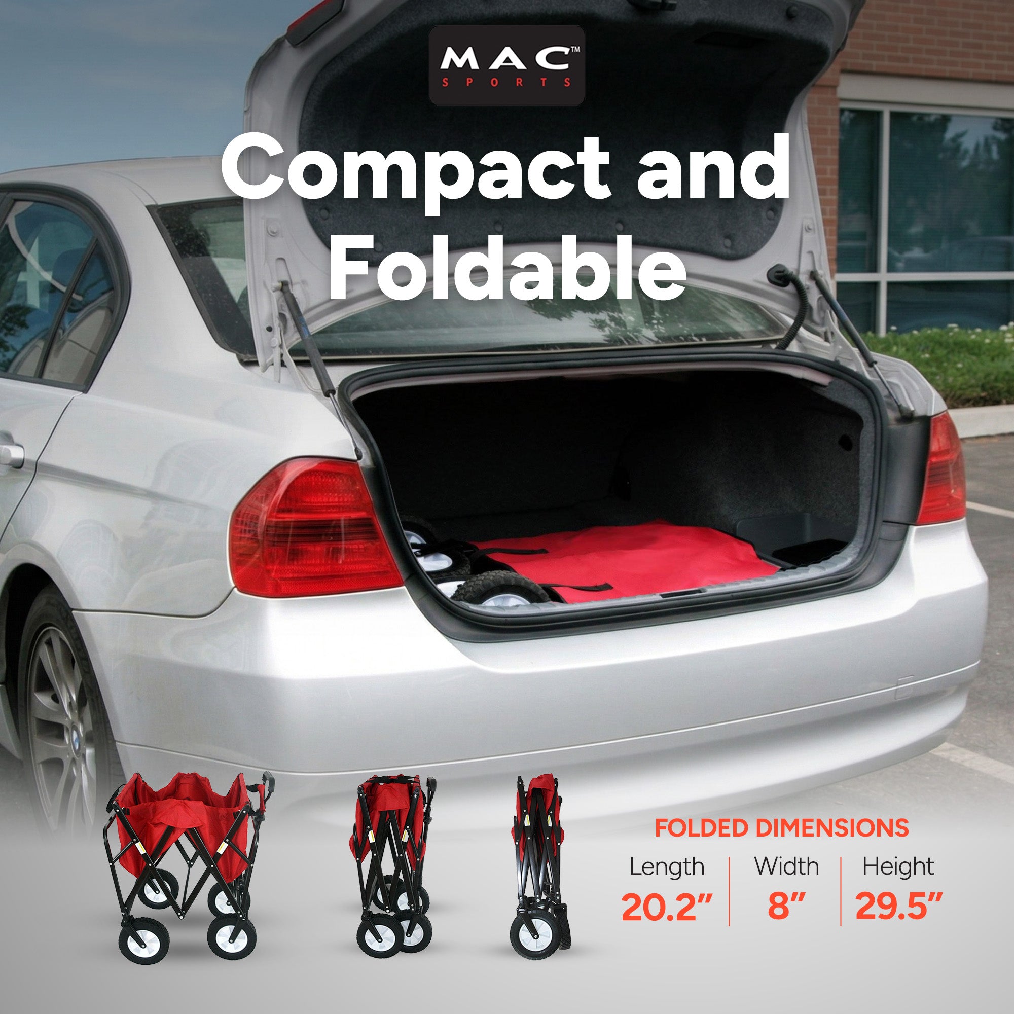 Mac Sports Collapsible Folding Outdoor Utility Garden Camping Wagon Cart, Red - VMInnovations