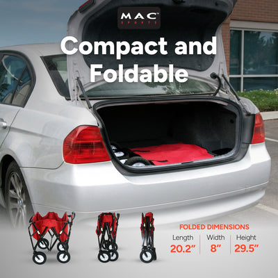 Mac Sports Collapsible Folding Outdoor Utility Garden Camping Wagon Cart, Red - VMInnovations