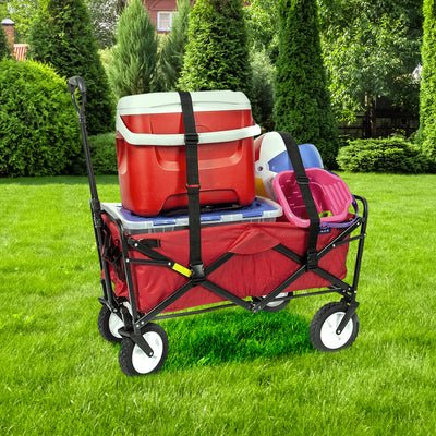 Mac Sports Collapsible Folding Steel Frame Garden Utility Cart, Red (Open Box)