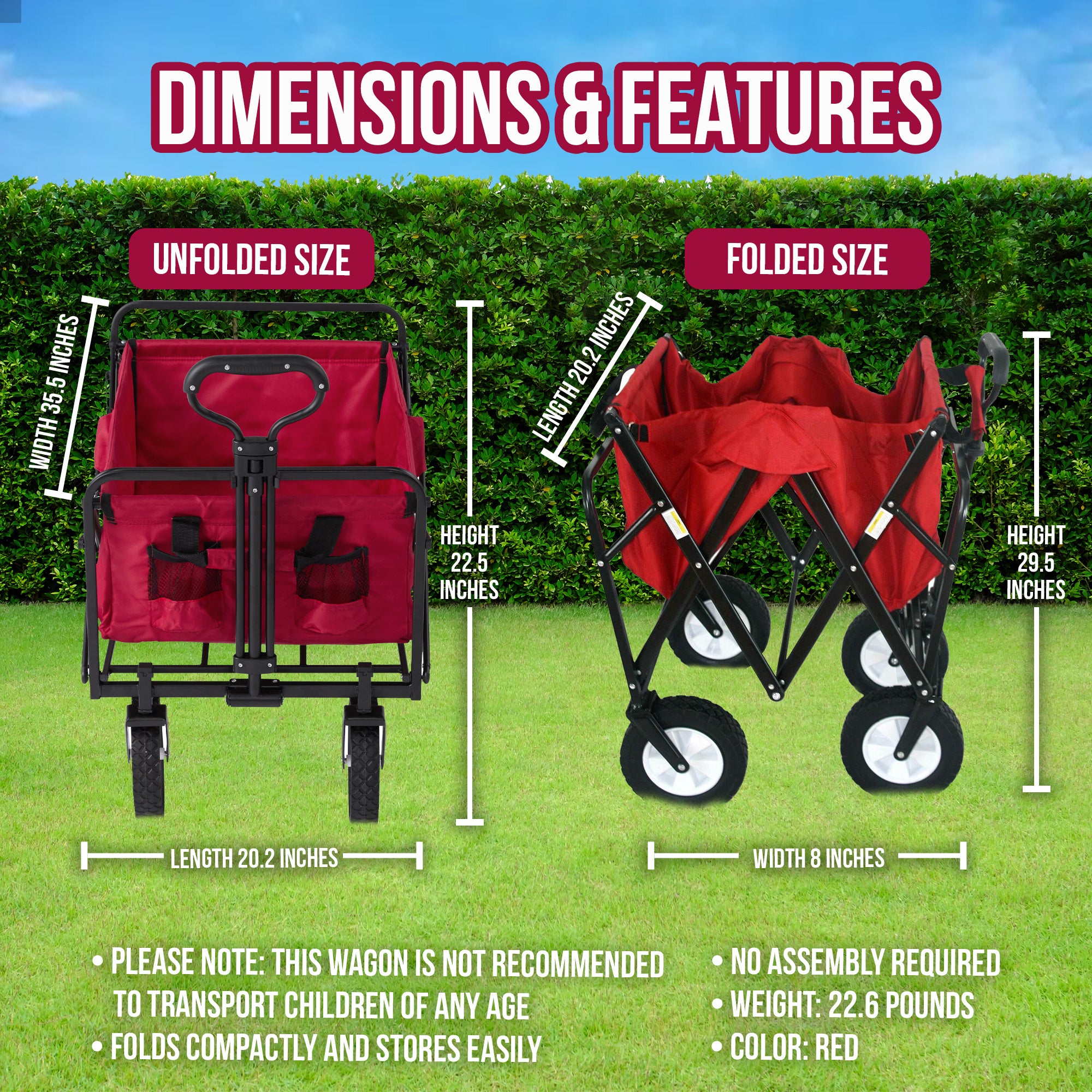 Mac Sports Folding Steel Frame Outdoor Garden Camping Wagon, Red (For Parts) - VMInnovations
