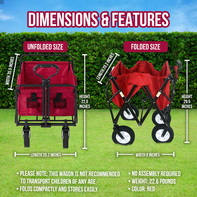 Mac Sports Folding Steel Frame Outdoor Garden Camping Wagon, Red (For Parts) - VMInnovations