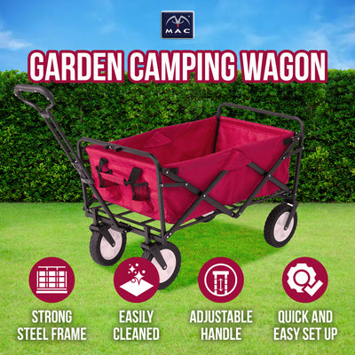 Mac Sports Collapsible Folding Outdoor Utility Garden Camping Wagon Cart, Red