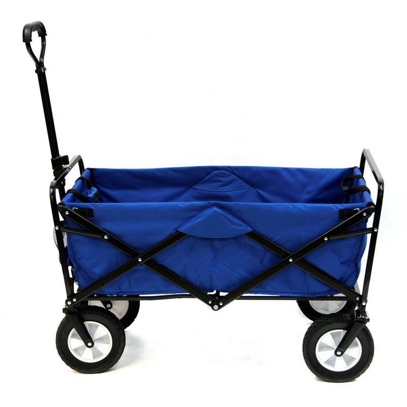 Mac Sports Collapsible Steel Frame Outdoor Garden Utility Cart, Blue (Open Box)