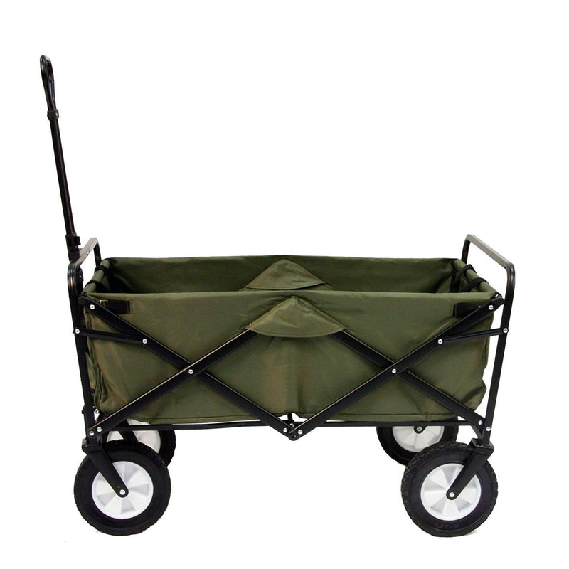 Mac Sports Collapsible Steel Frame Garden Utility Wagon Cart, Green (Open Box)