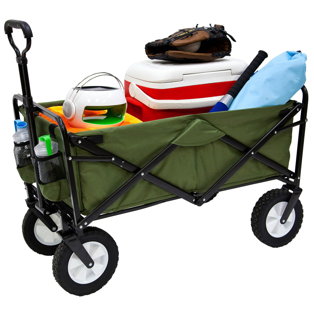 Mac Sports Collapsible Steel Frame Garden Utility Wagon Cart, Green (Used)