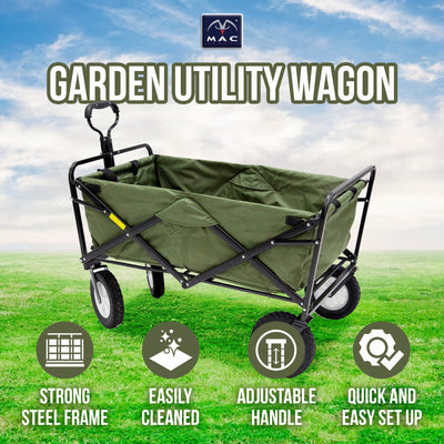 Mac Sports Collapsible Steel Frame Garden Utility Wagon Cart, Green (Used)