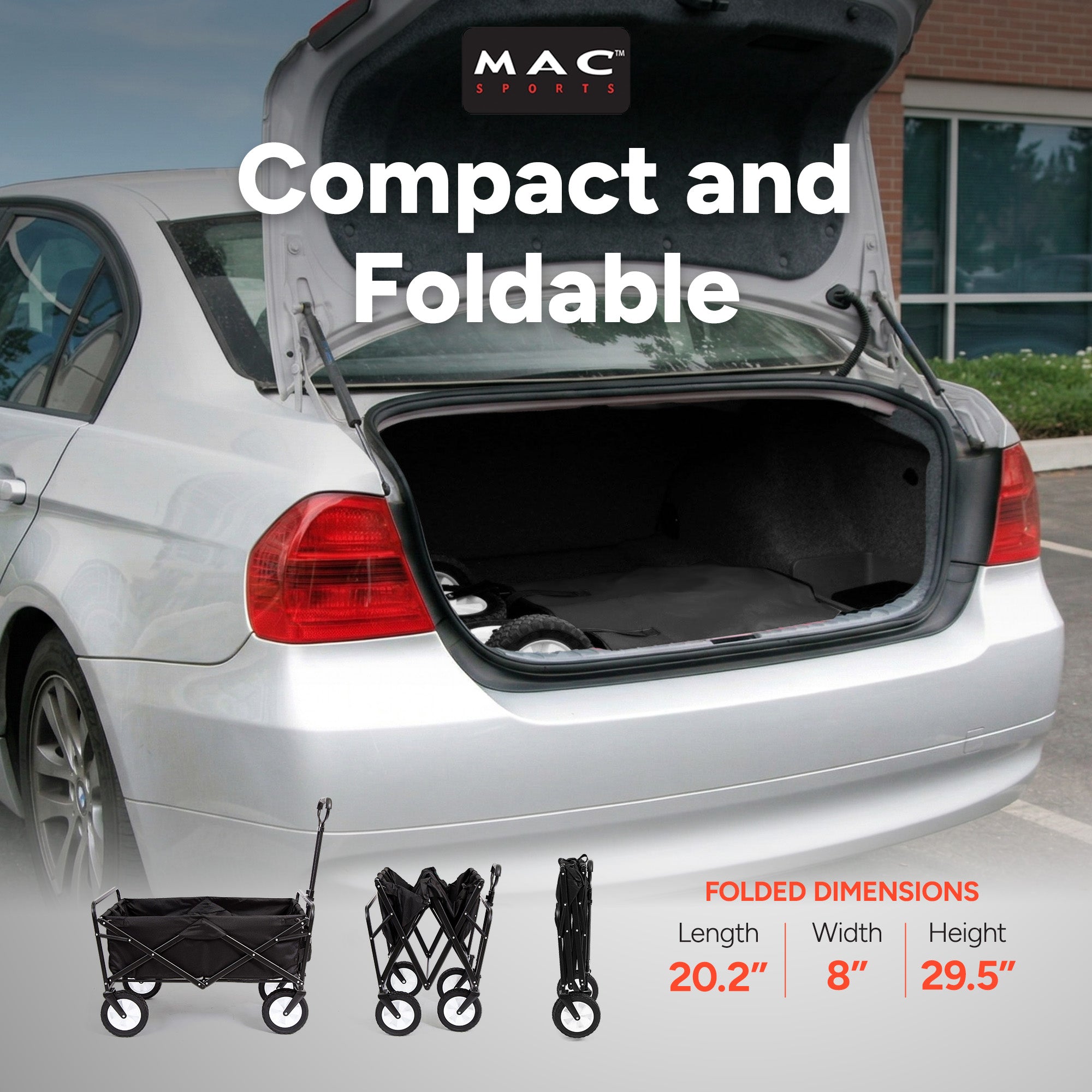 Mac Sports Collapsible Frame Outdoor Garden Utility Wagon Cart, Black (Used) - VMInnovations