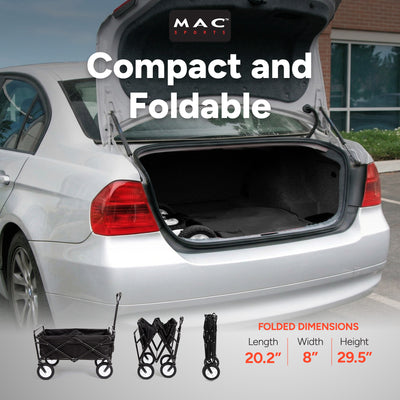 Mac Sports Collapsible Frame Outdoor Garden Utility Wagon Cart, Black (Used) - VMInnovations