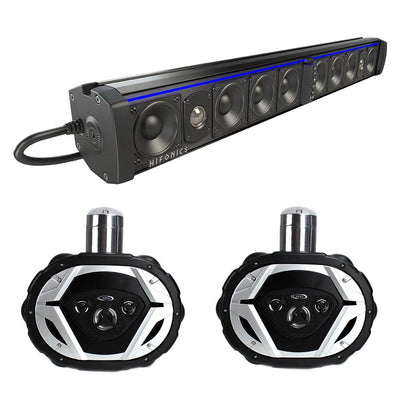 Hifonics Thor Powered Bluetooth Sound Bar + Boss 6x9" 550W 4-Way Boat Speakers