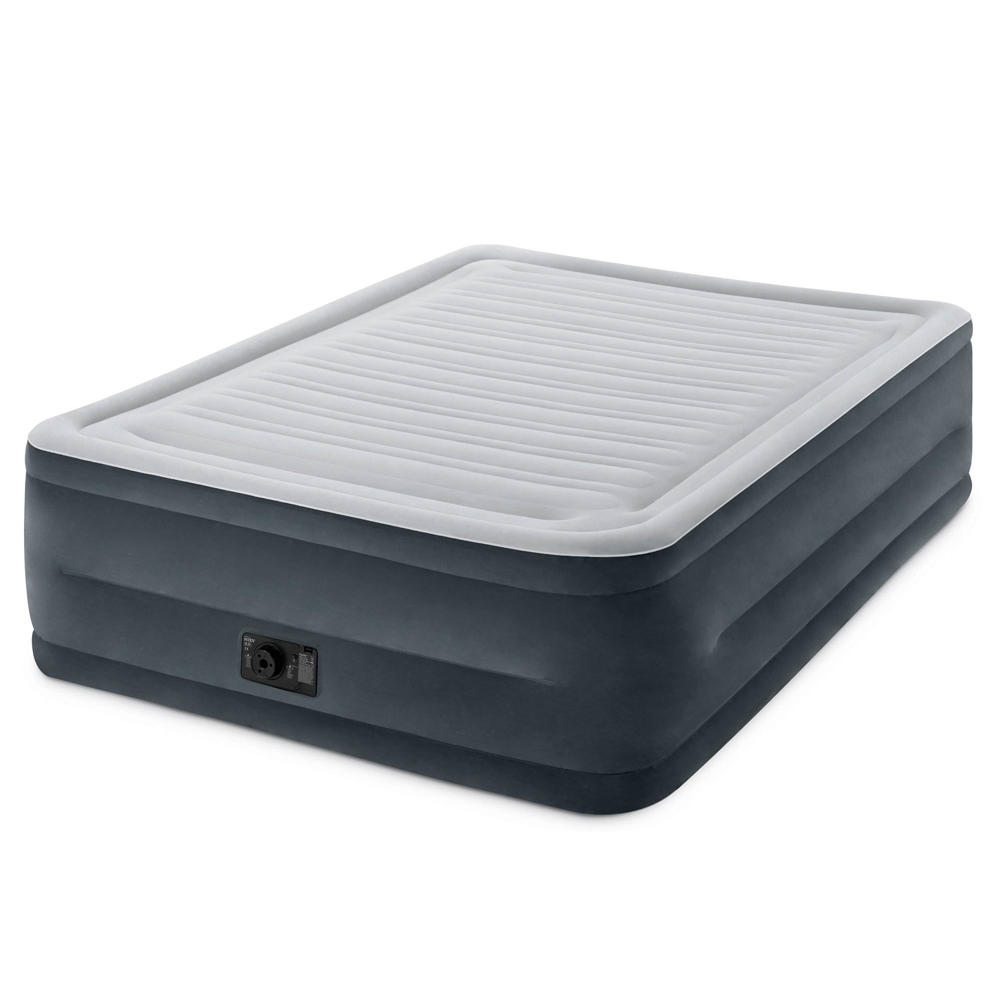Intex Comfort Plush High Rise Dura-Beam Air Bed Mattress w/ Built-In Pump, Queen - VMInnovations