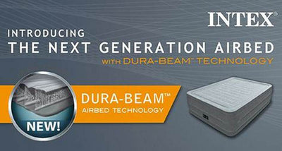 Intex Comfort Plush High Rise Dura-Beam Air Bed Mattress w/ Built-In Pump, Queen - VMInnovations