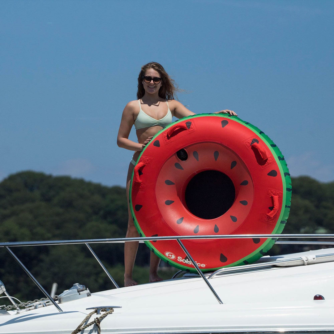 Swimline Inflatable Lake Ocean Water Single Rider Towable Tube Float, Watermelon