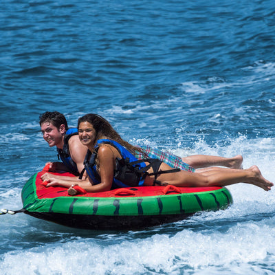 Swimline Inflatable 2 Rider Watermelon Island Lake Water Towable Tube Float Raft - VMInnovations