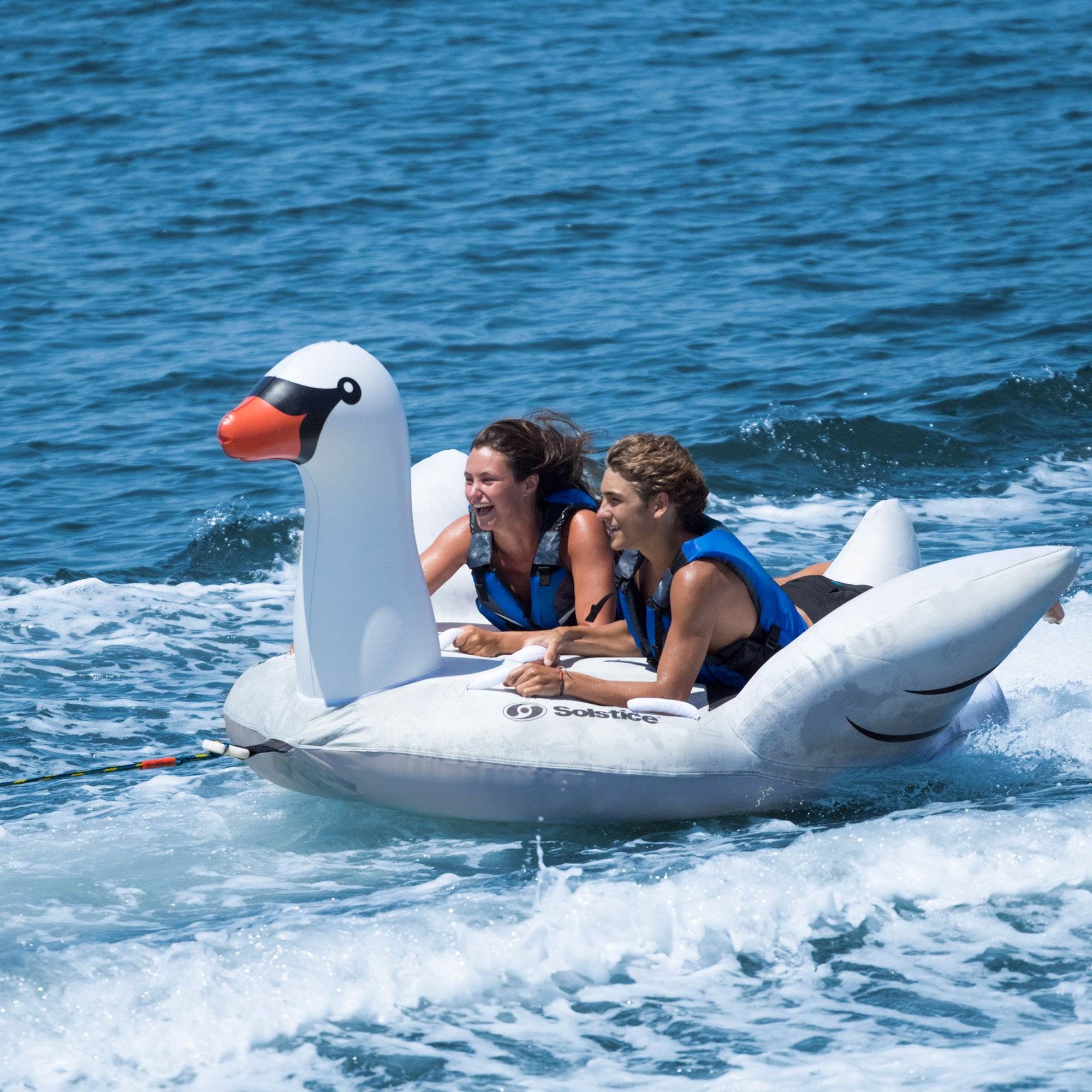 Swimline Solstice Water Sport Inflatable Swan 1 to 2 Rider Boat Towable Tube - VMInnovations