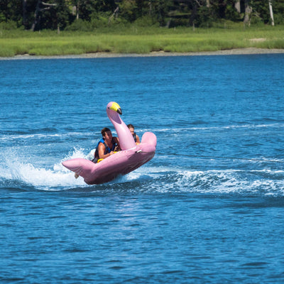 Swimline Solstice Water Sport Inflatable Flamingo 1 to 2 Rider Boat Towable Tube - VMInnovations