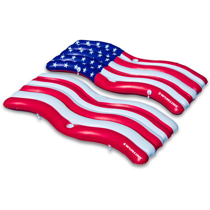Swimline American Wave Flag Inflatable Swimming Pool Connector Mattress Set