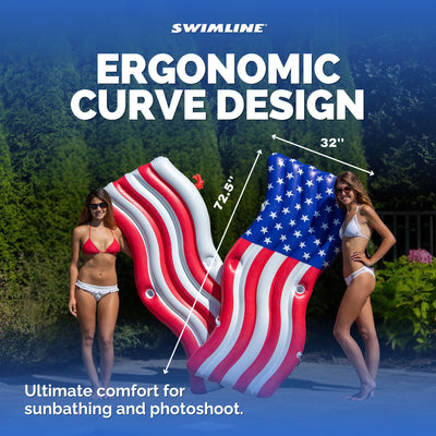 Swimline American Wave Flag Inflatable Swimming Pool Connector Mattress Set - VMInnovations