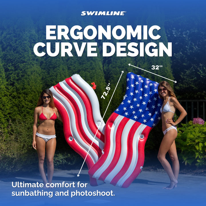 Swimline American Wave Flag Inflatable Swimming Pool Connector Mattress Set