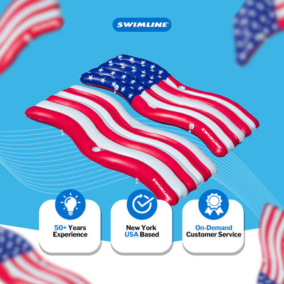Swimline American Wave Flag Inflatable Swimming Pool Connector Mattress Set - VMInnovations