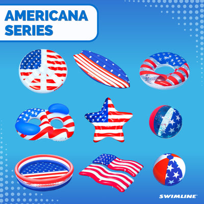 Swimline American Wave Flag Inflatable Swimming Pool Connector Mattress Set - VMInnovations