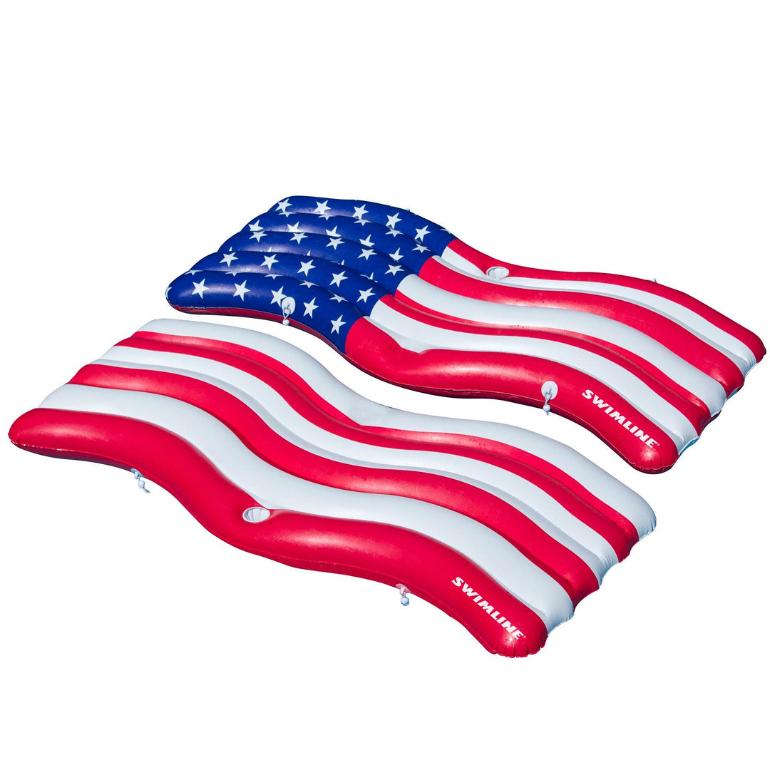 Swimline American Wave Flag Inflatable Swimming Pool Connector Mattress Set