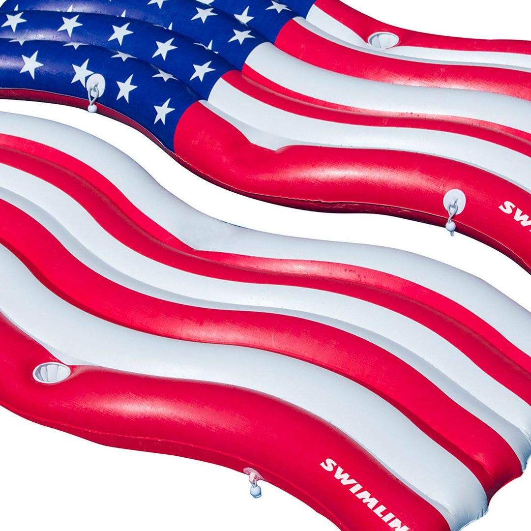 Swimline American Wave Flag Inflatable Swimming Pool Connector Mattress Set