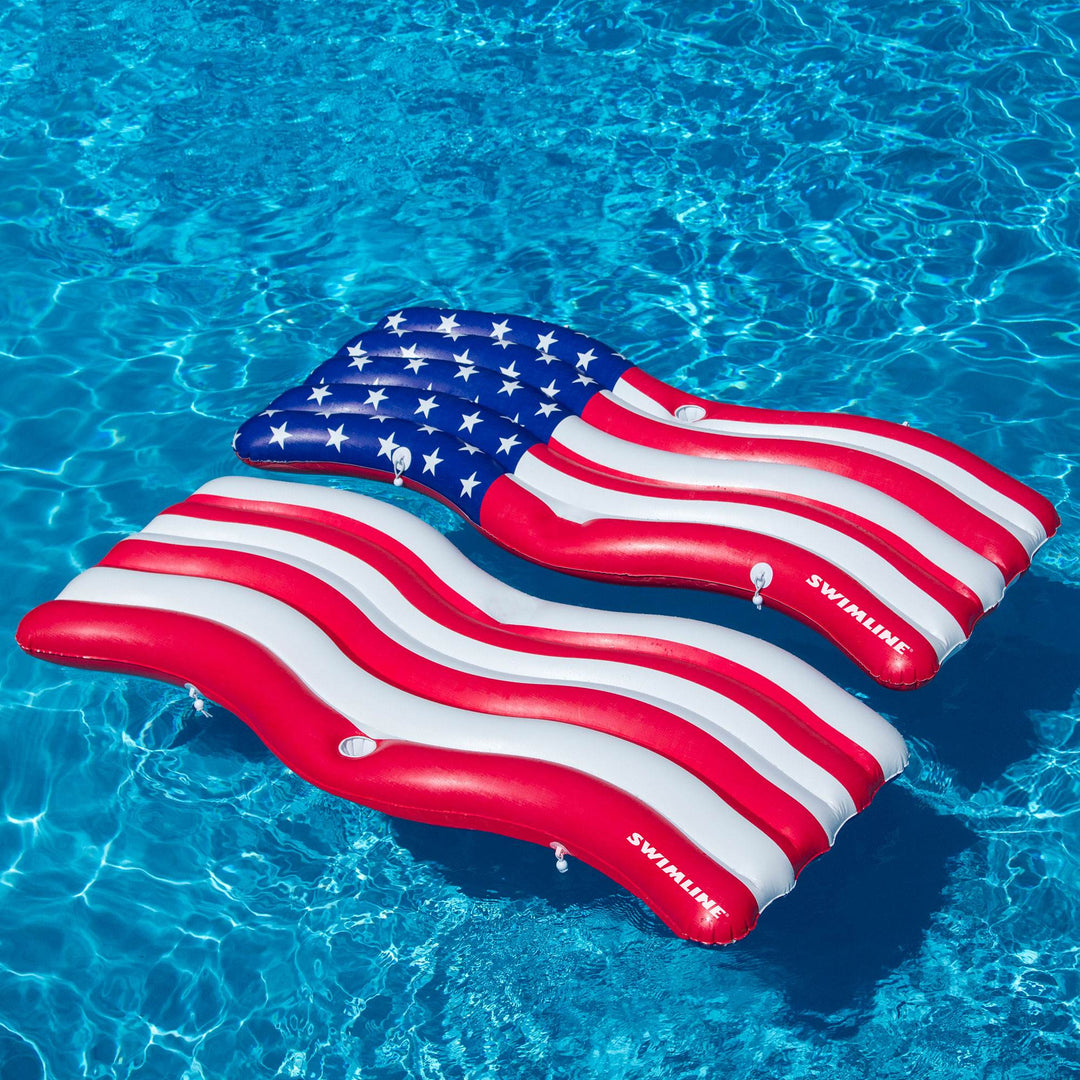 Swimline American Wave Flag Inflatable Swimming Pool Connector Mattress Set