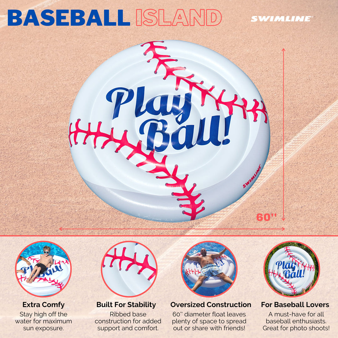 Swimline Giant Baseball  Inflatable Swimming Pool Toy Ride On Float (Open Box) - VMInnovations