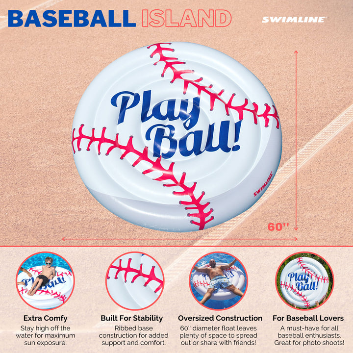 Swimline Giant Baseball  Inflatable Swimming Pool Toy Ride On Float (Open Box) - VMInnovations