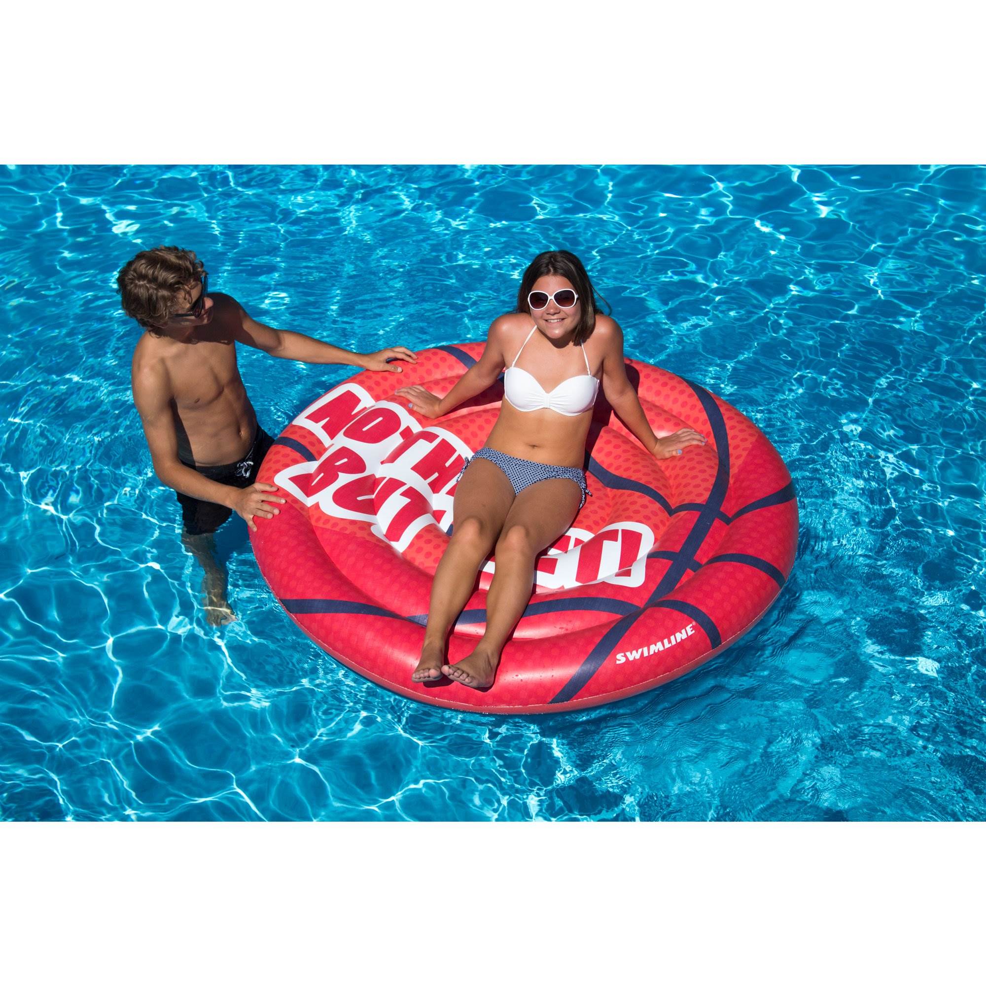 Swimline 90533 Giant Basketball Inflatable Swimming Pool Toy Raft Ride On Float - VMInnovations