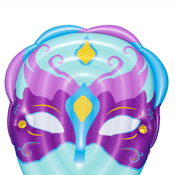 Swimline Inflatable Mardi Gras Mask Floating Raft Mat for Swimming Pools, Blue