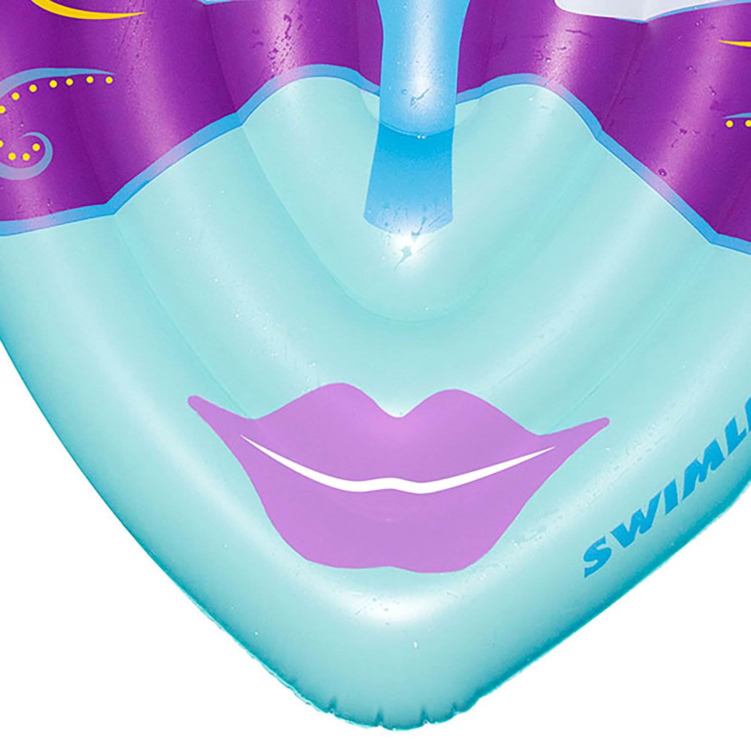 Swimline Inflatable Mardi Gras Mask Floating Raft Mat for Swimming Pools, Blue - VMInnovations