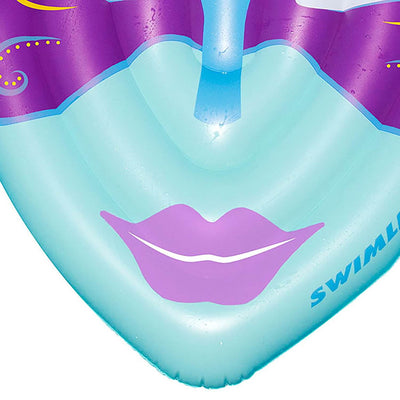 Swimline Inflatable Mardi Gras Mask Floating Raft Mat for Swimming Pools, Blue - VMInnovations