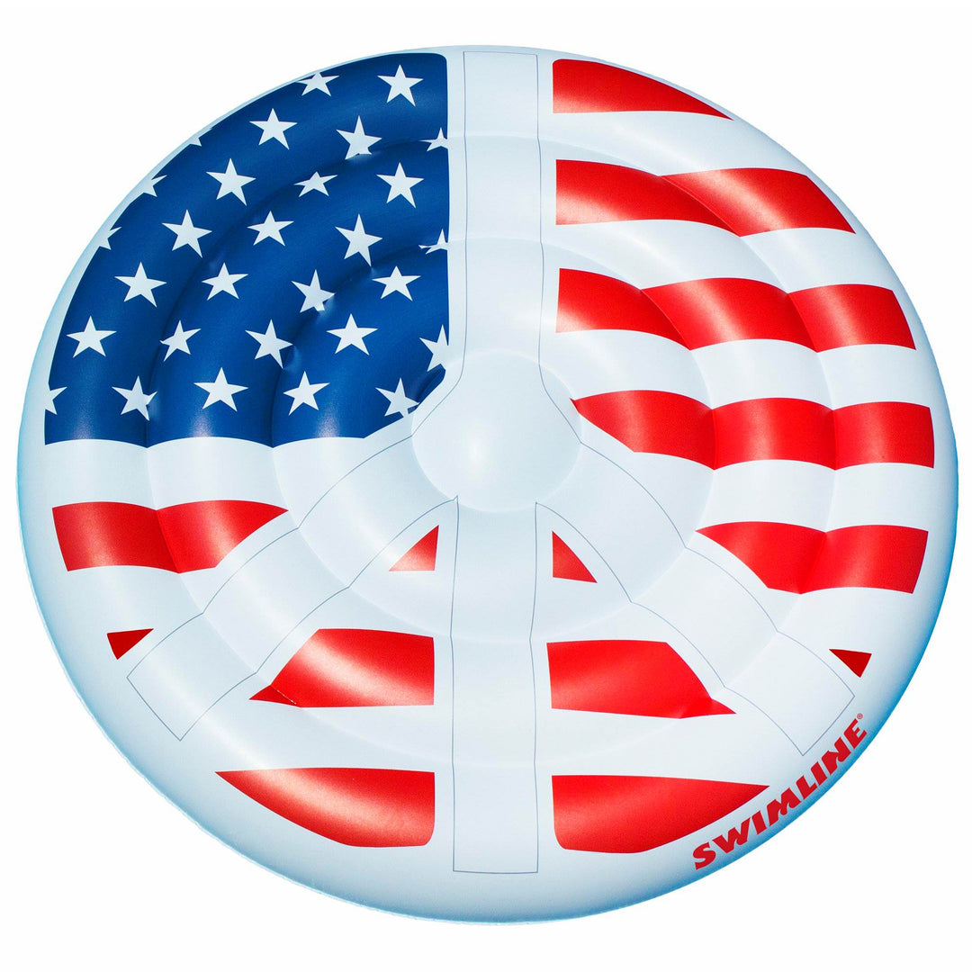 Swimline 60" Inflatable American Flag Peace Swimming Pool Floating Water Raft