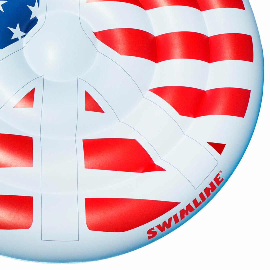 Swimline 60" Inflatable American Flag Peace Swimming Pool Floating Water Raft