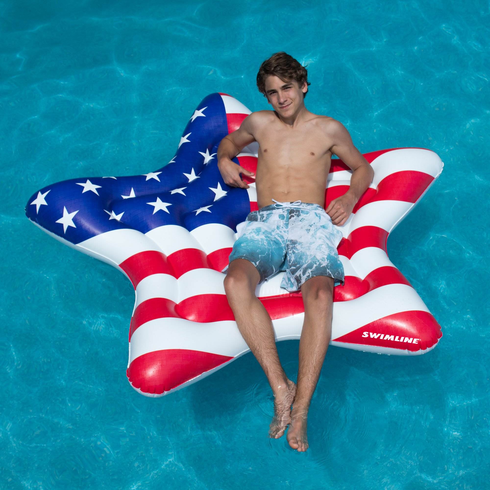 Swimline Americana Star Island Patriotic USA Inflatable Swimming Pool Raft Float - VMInnovations