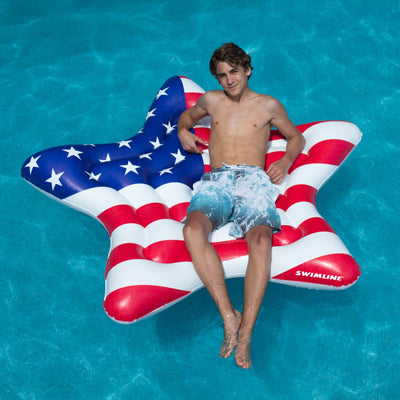 Swimline Americana Star Island Patriotic USA Inflatable Swimming Pool Raft Float