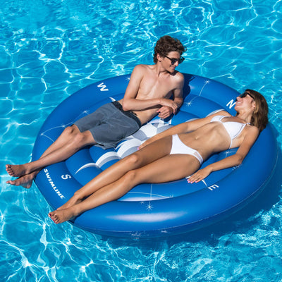 Swimline Compass Rose Glowing Inflatable Swimming Pool Toy Raft Ride On Float - VMInnovations