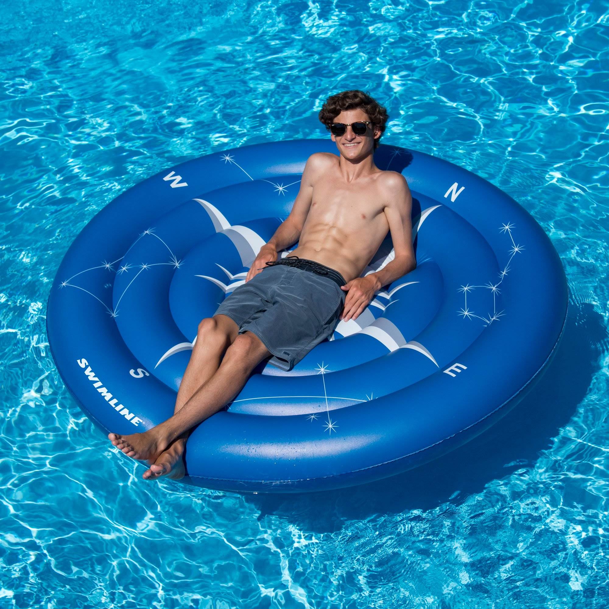 Swimline Compass Rose Glowing Inflatable Swimming Pool Toy Raft Ride On Float - VMInnovations