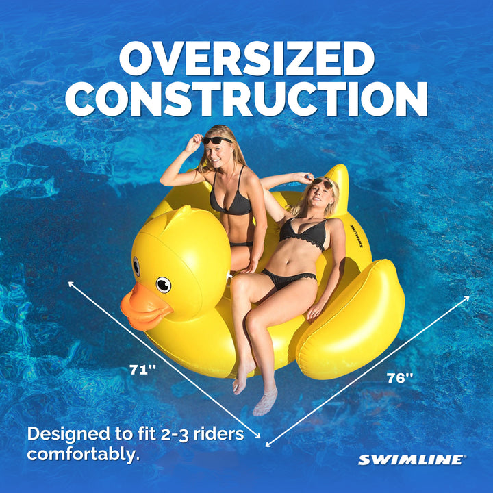 Swimline Inflatable Giant Lucky Rubber Ducky Ride On Swimming Pool or Lake Float - VMInnovations