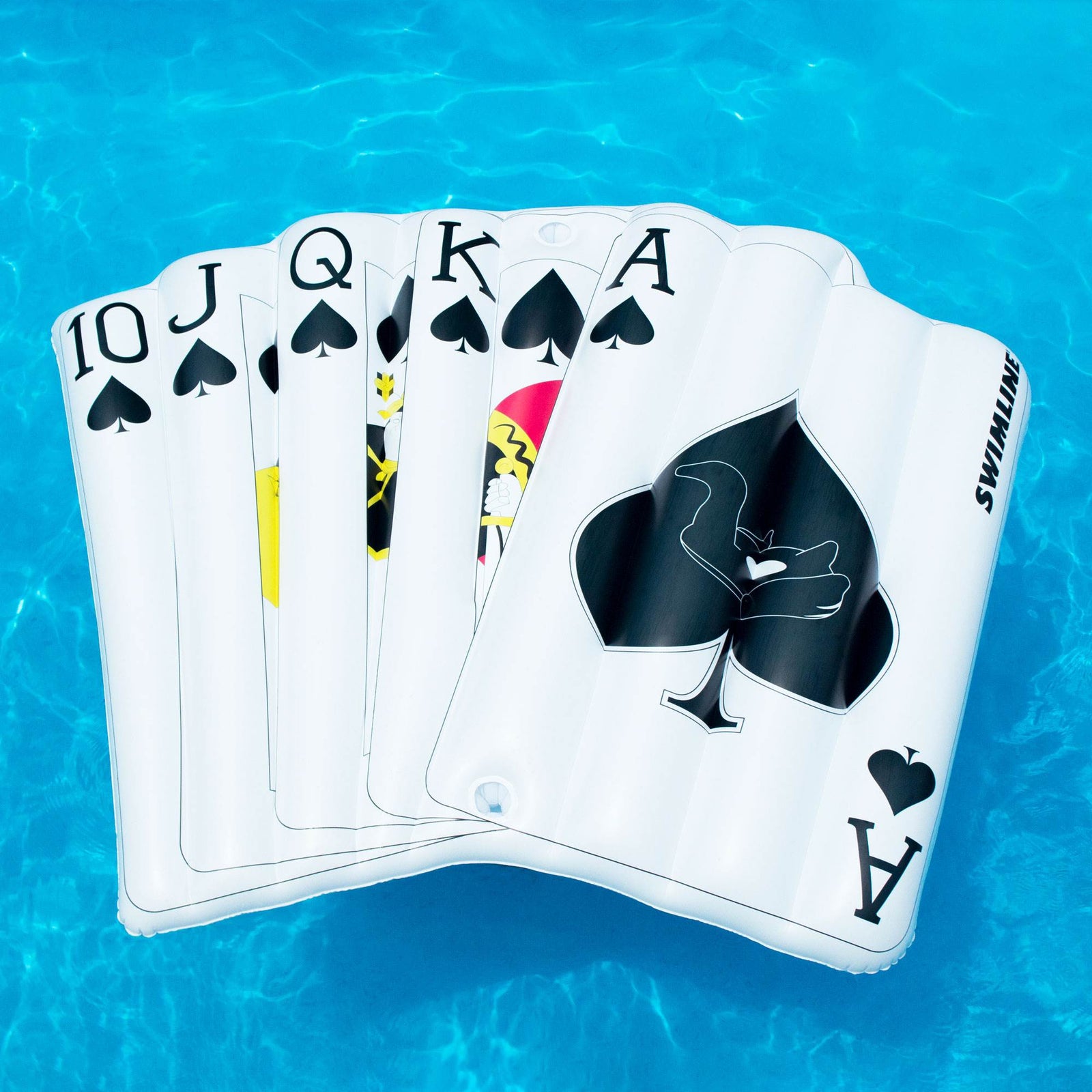Swimline Royal Flush Playing Card Mat Inflatable 2 Rider Swimming Pool Float - VMInnovations