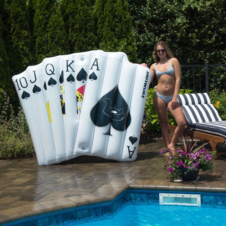 Swimline Royal Flush Playing Card Mat Inflatable 2 Rider Swimming Pool Float