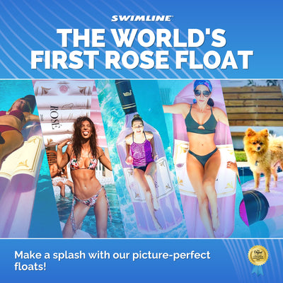 Swimline 90654 Giant Inflatable 94" Rosè Wine Bottle Pool Float Raft Mat, Pink - VMInnovations